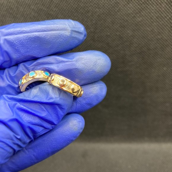 Turquoise Gold Earrings - Picture 6 of 8